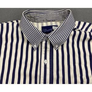 VTG Wrangler Western Shirt‎ 2XL X-LONG TAIL Blue White Stripe 90s Long Sleeve